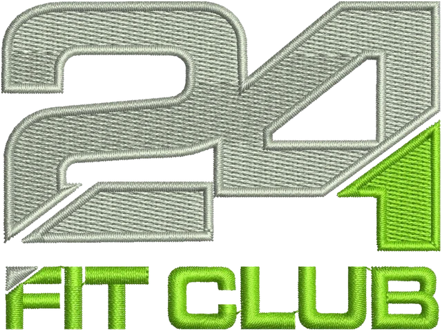 Diseño de bordado Diseño de bordado logo Herbalife 24 Fit Club plata lima sobre tela