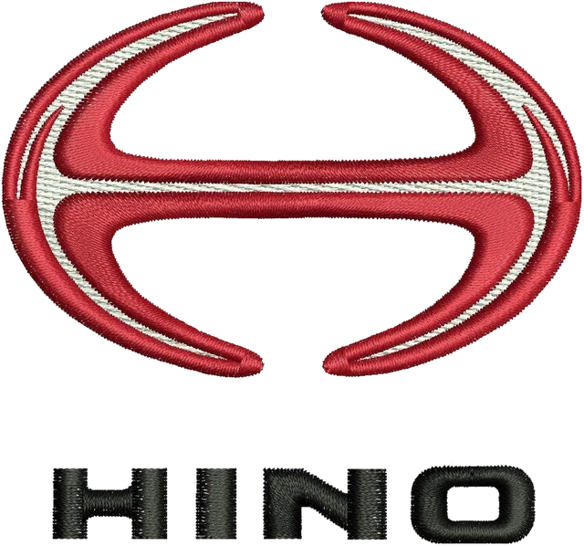 HINO Truck Logo Embroidery Design embroidery design shown stitched on fabric