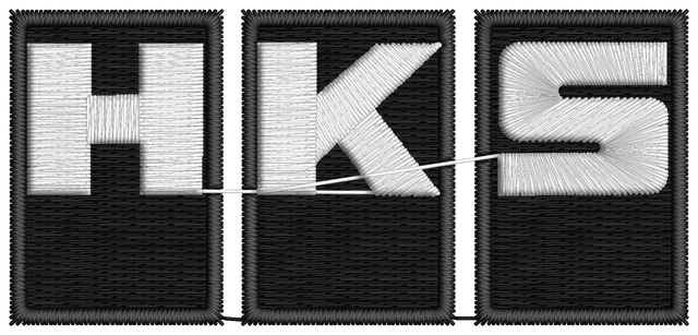 Stickdatei HKS Logo Stickdatei auf Stoff gestickt