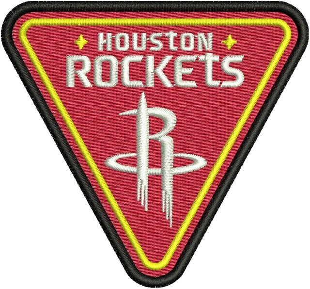 Houston Rockets Red Triangle Retro Logo embroidery design shown stitched on fabric
