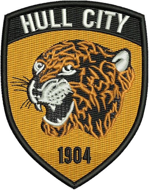 Hull City Association Football Club Logo Embroidery Design embroidery design shown stitched on fabric