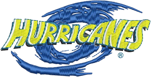 Hurricanes Super Rugby Logo Embroidery Design embroidery design shown stitched on fabric