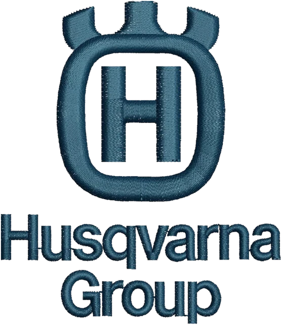 Ricamo Disegno da ricamo emblema H blu Husqvarna Group su tessuto