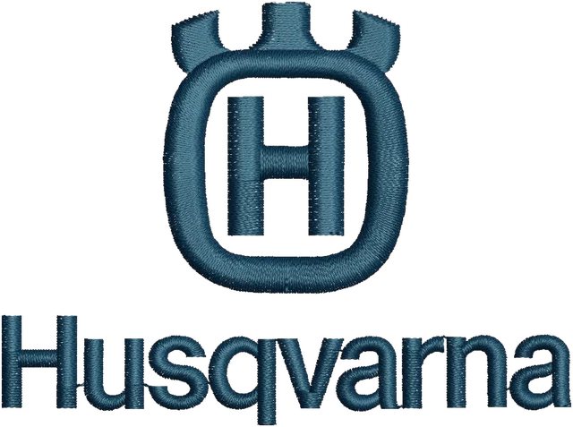 Husqvarna Logo Embroidery Design embroidery design shown stitched on fabric