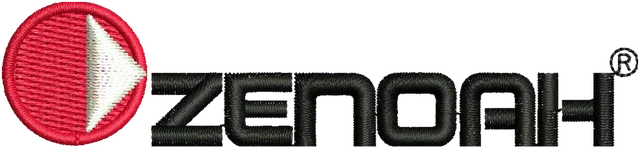 Diseño de bordado Diseño de bordado logo Zenoah círculo rojo sobre tela
