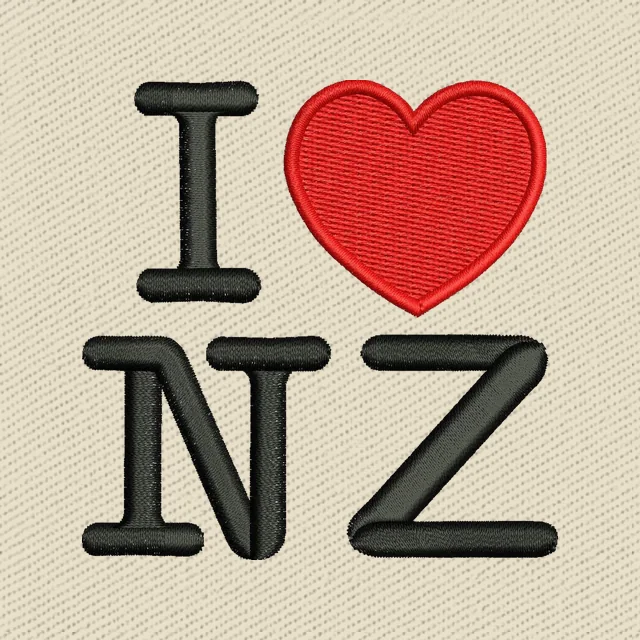 I Love New Zealand Embroidery Design