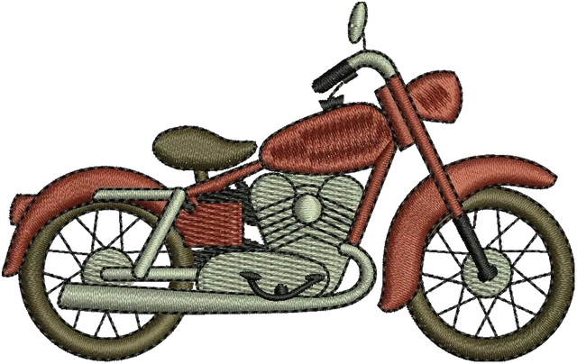 Stickdatei Indian Motorcycles 2 Stickdatei auf Stoff gestickt