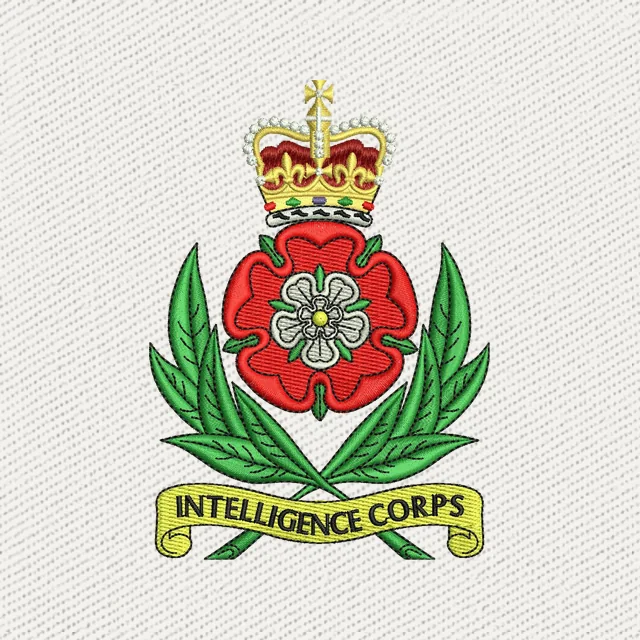 Disegno da ricamo distintivo Intelligence Corps rosa coronata
