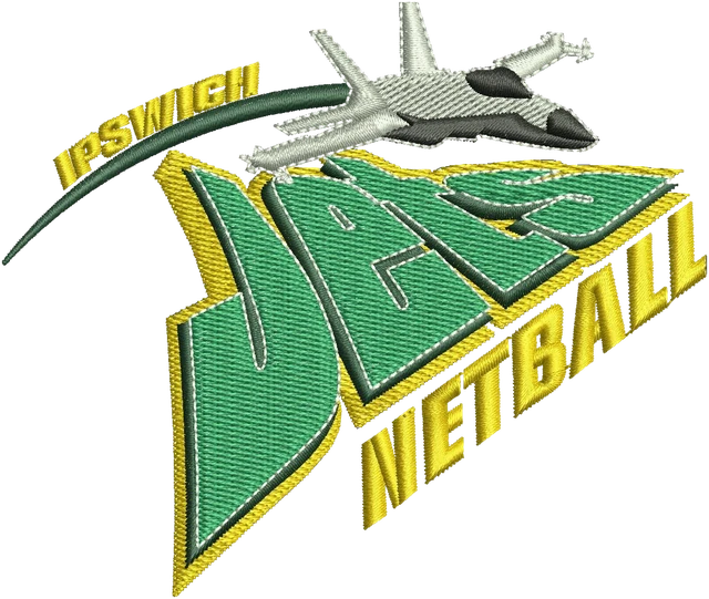 Diseño de bordado Logotipo de netball de Ipswich Jets sobre tela