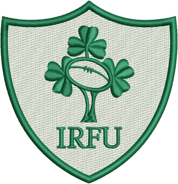 Ireland National Rugby Union Team Logo 2 Embroidery Design embroidery design shown stitched on fabric