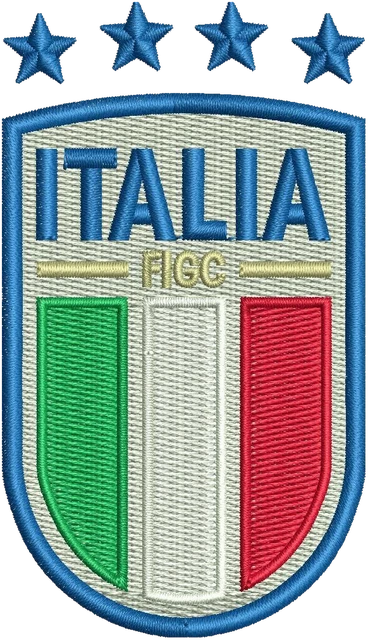 Italy National Football Team Four Star Crest embroidery design shown stitched on fabric