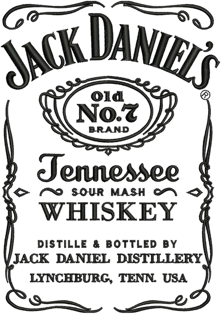 Stickdatei Jack Daniels Logo 2 Stickdatei auf Stoff gestickt