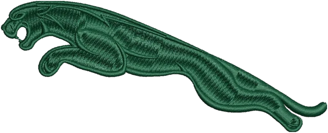 Jaguar Car Logo Embroidery Design embroidery design shown stitched on fabric
