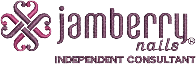 Stickdatei Jamberry Nails Consultant Logo Stickdatei auf Stoff gestickt