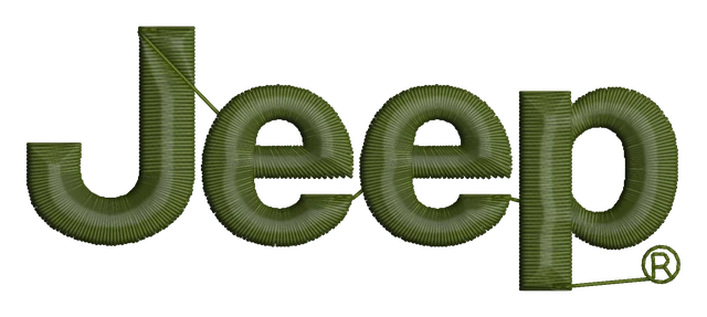 Jeep logo Embroidery Design embroidery design shown stitched on fabric