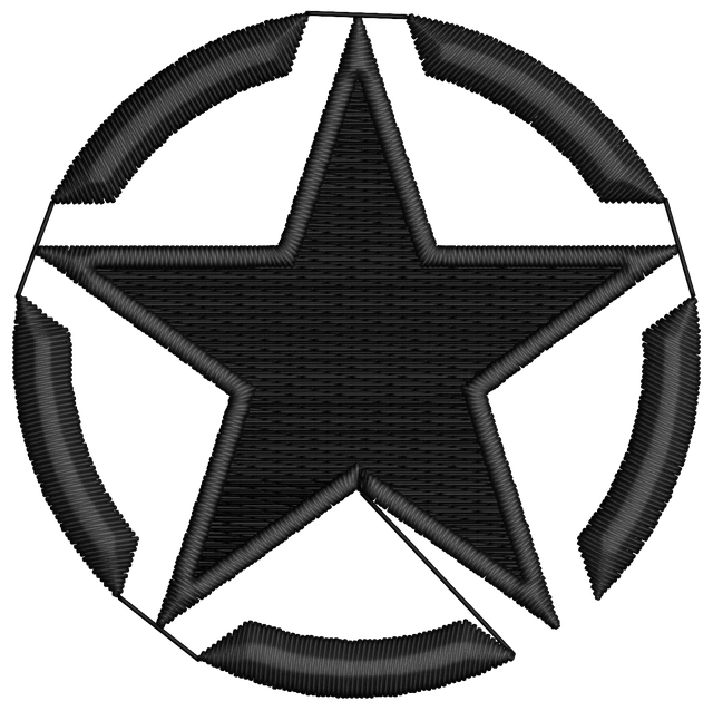 Jeep Star Logo Embroidery Design embroidery design shown stitched on fabric