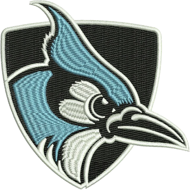 Johns Hopkins Blue Jays Football Team Logo Embroidery Design embroidery design shown stitched on fabric