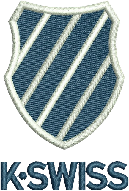 Motif de broderie Logo K-Swiss au blason rayé brodé sur tissu