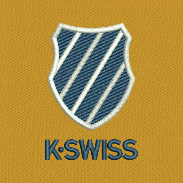 Logo K-Swiss con escudo a rayas