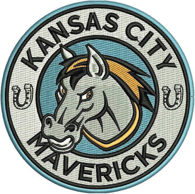 Kansas City Mavericks Logo Embroidery Design embroidery design shown stitched on fabric