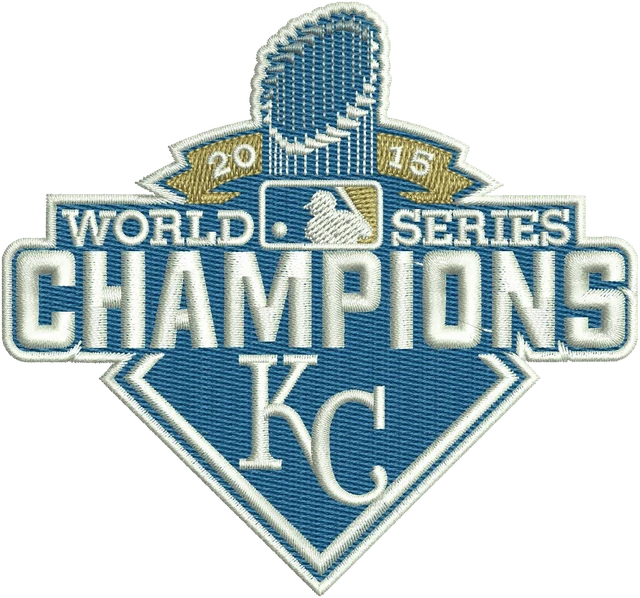 Stickdatei Kansas City Royals 2015 World Series Champions Logo Stickdatei auf Stoff gestickt