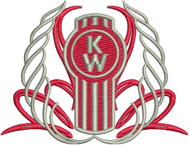 Kenworth Trucks Logo 3 Embroidery Design embroidery design shown stitched on fabric