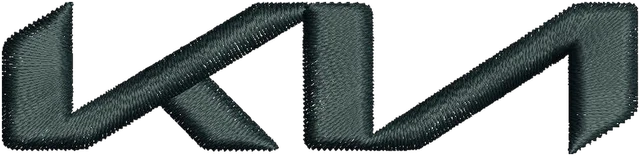 Kia Modern Black Wordmark Logo embroidery design shown stitched on fabric