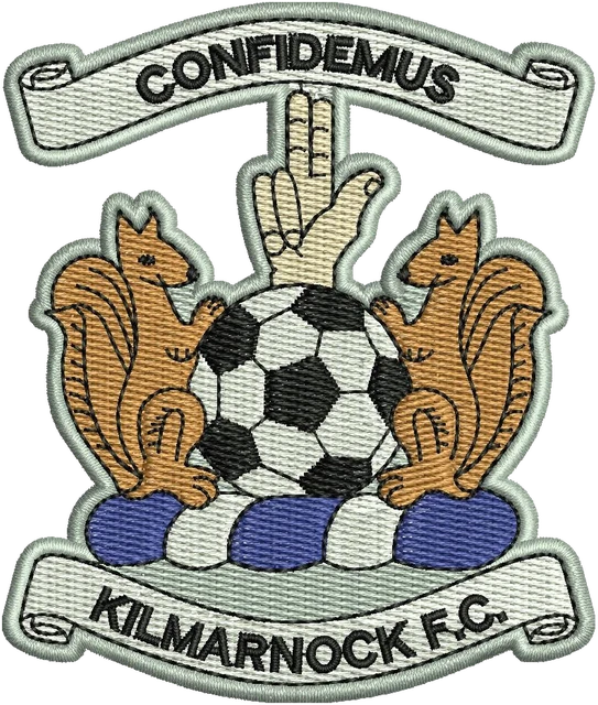 Kilmarnock FC Crest embroidery design shown stitched on fabric