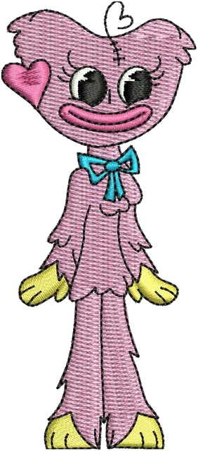 Kissy Missy Side Glance Standing Pose embroidery design shown stitched on fabric