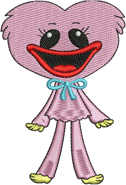 Kissy Missy Smiling Front Pose embroidery design shown stitched on fabric