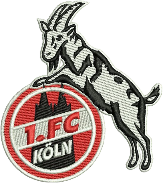 Stickdatei 1. FC Köln Wappen mit Geißbock auf Stoff gestickt