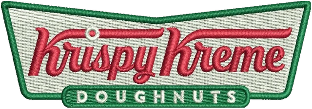 Krispy Kreme Logo Embroidery Design embroidery design shown stitched on fabric