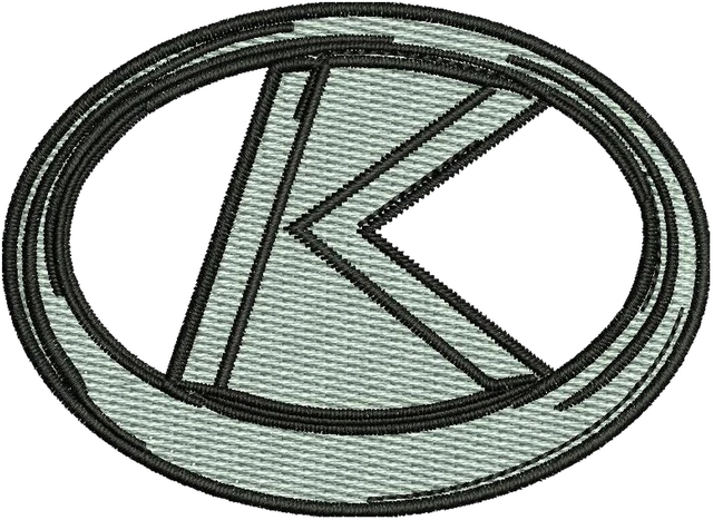 Motif de broderie Kubota K logo brodé sur tissu