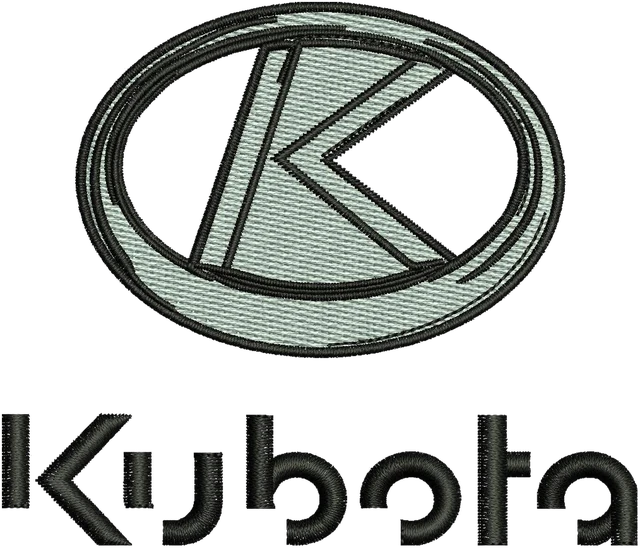 Kubota Logo 3 Embroidery Design embroidery design shown stitched on fabric