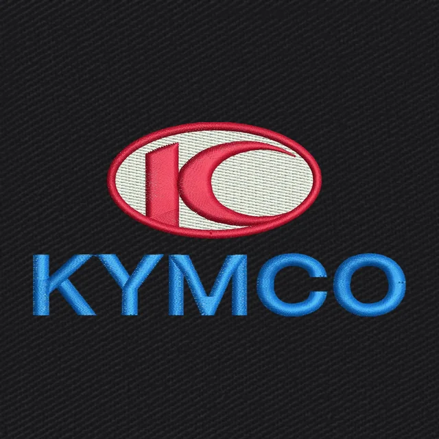 Kymco Red Emblem Blue Wordmark Embroidery Design