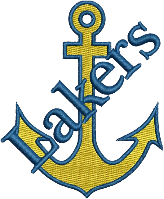 Stickdatei Lake Superior State Lakers Ankerlogo auf Stoff gestickt