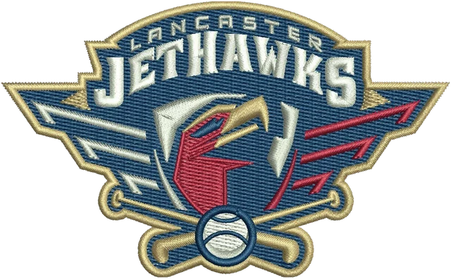 Motif de broderie Motif de broderie Lancaster JetHawks écusson ailé de baseball brodé sur tissu