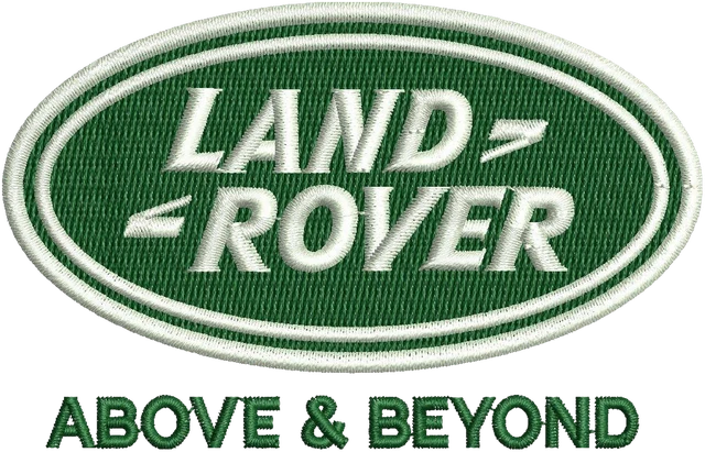 Land Rover Above and Beyond Logo Embroidery Design embroidery design shown stitched on fabric