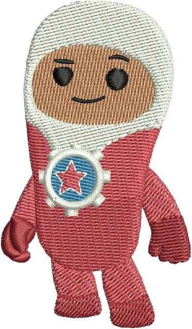 Ricamo Disegno da ricamo Lars di Go Jetters tuta rossa su tessuto
