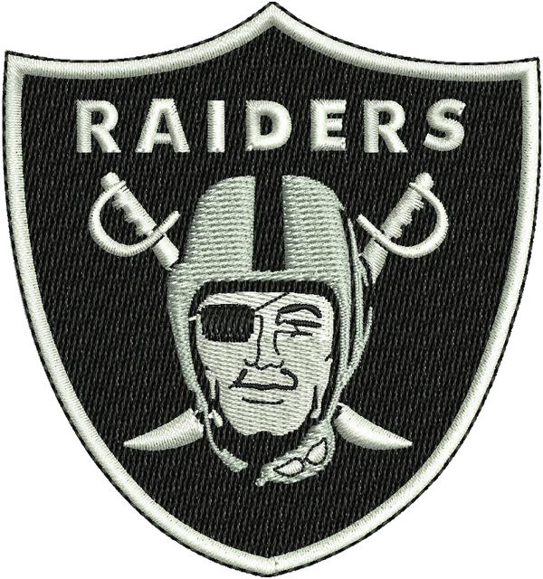 Stickdatei Las Vegas Raiders Logo Stickdatei auf Stoff gestickt