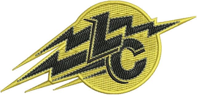 Diseño de bordado Diseño de bordado Lawrence County Lightning logo LC con rayos sobre tela