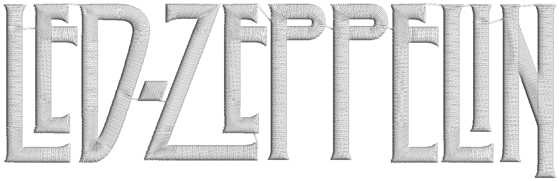 Diseño de bordado Led Zeppelin sobre tela