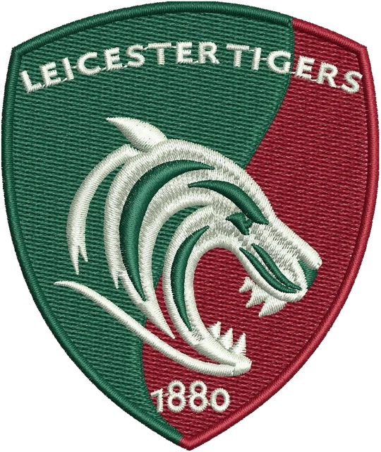 Stickdatei Leicester Tigers Logo Stickdatei auf Stoff gestickt