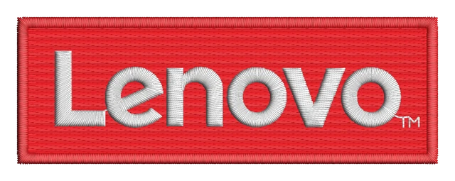 Lenovo Logo Embroidery Design embroidery design shown stitched on fabric
