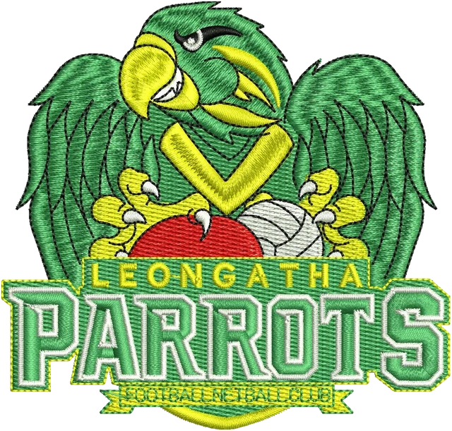 Ricamo Logo Leongatha Parrots su tessuto