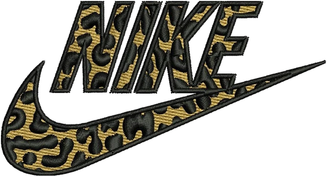 Leopard Nike Logo Embroidery Design embroidery design shown stitched on fabric