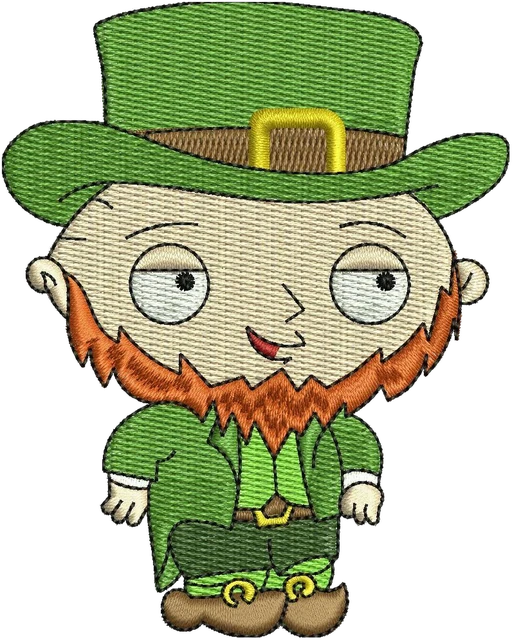Leprechaun Stewie Embroidery Design embroidery design shown stitched on fabric