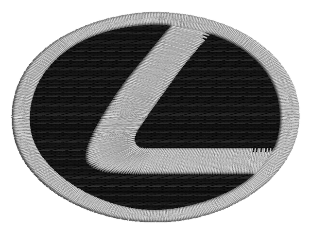 Stickdatei Lexus Logo 3 Stickdatei auf Stoff gestickt