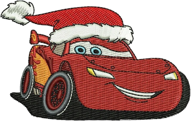 Diseño de bordado Lightning McQueen coche de Navidad sobre tela