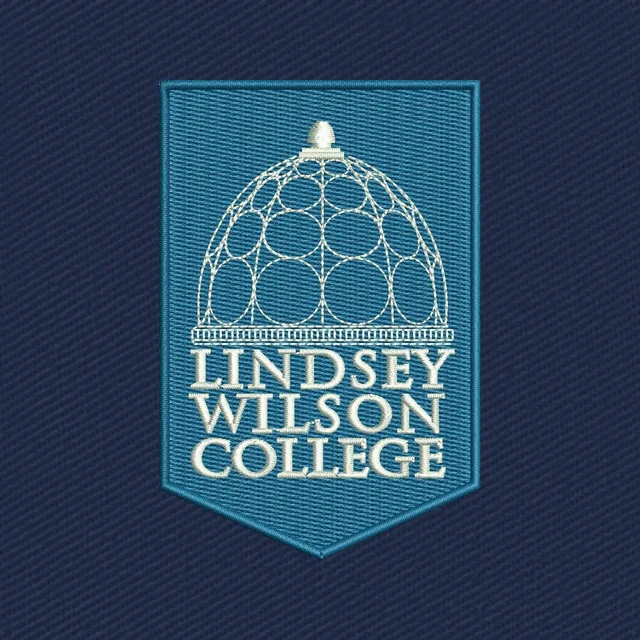 Lindsey Wilson College türkisfarbenes Wimpel-Logo Stickdatei
